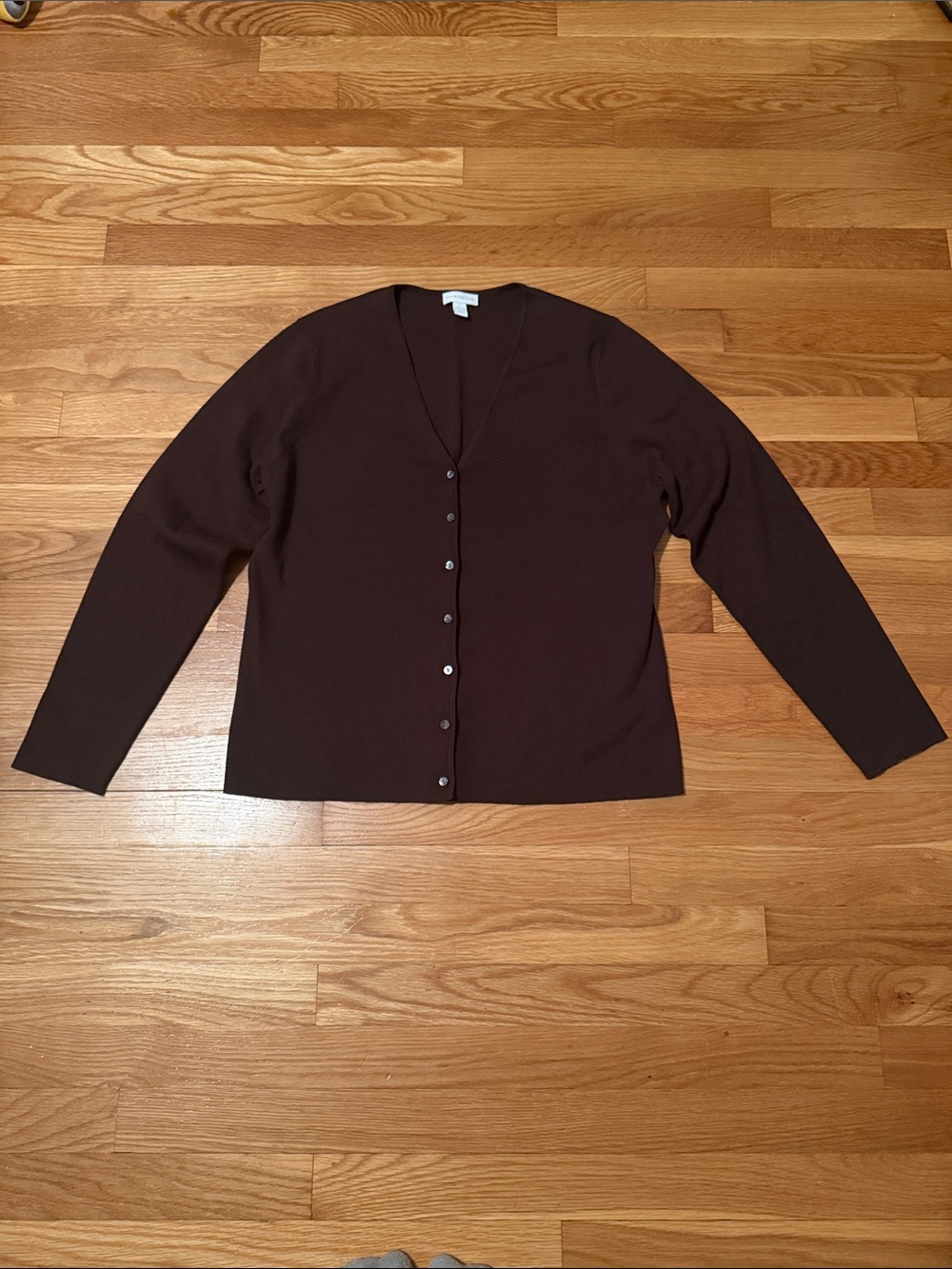 Charter Club Dark Brown Button-Front V-Neck Cardigan